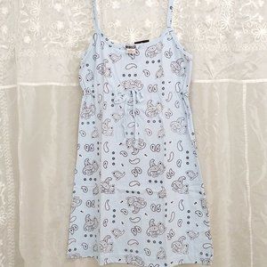 NEW Light Blue Cotton Nightie, Navy & White Paisley, M